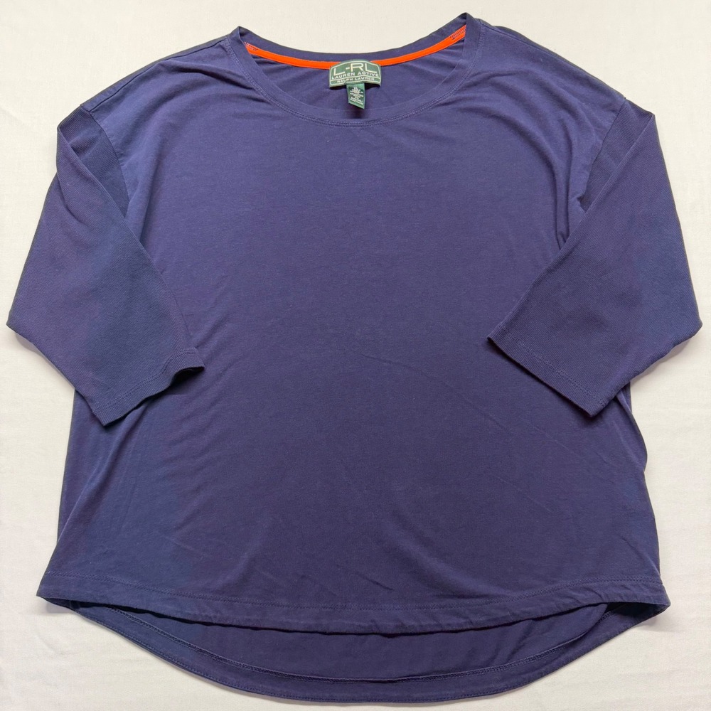 Lauren Active Ralph Lauren Navy 3/4 Sleeve Stretch Tee Shirt XL Relaxed Top